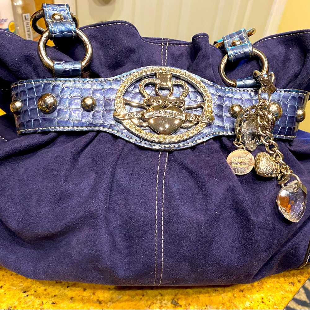 Kathy Van Zeeland Blue Suede Bag